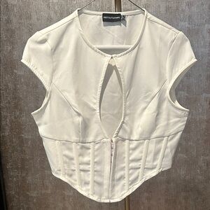 PrettyLittleThing Cream Keyhole Corset Blouse size 6